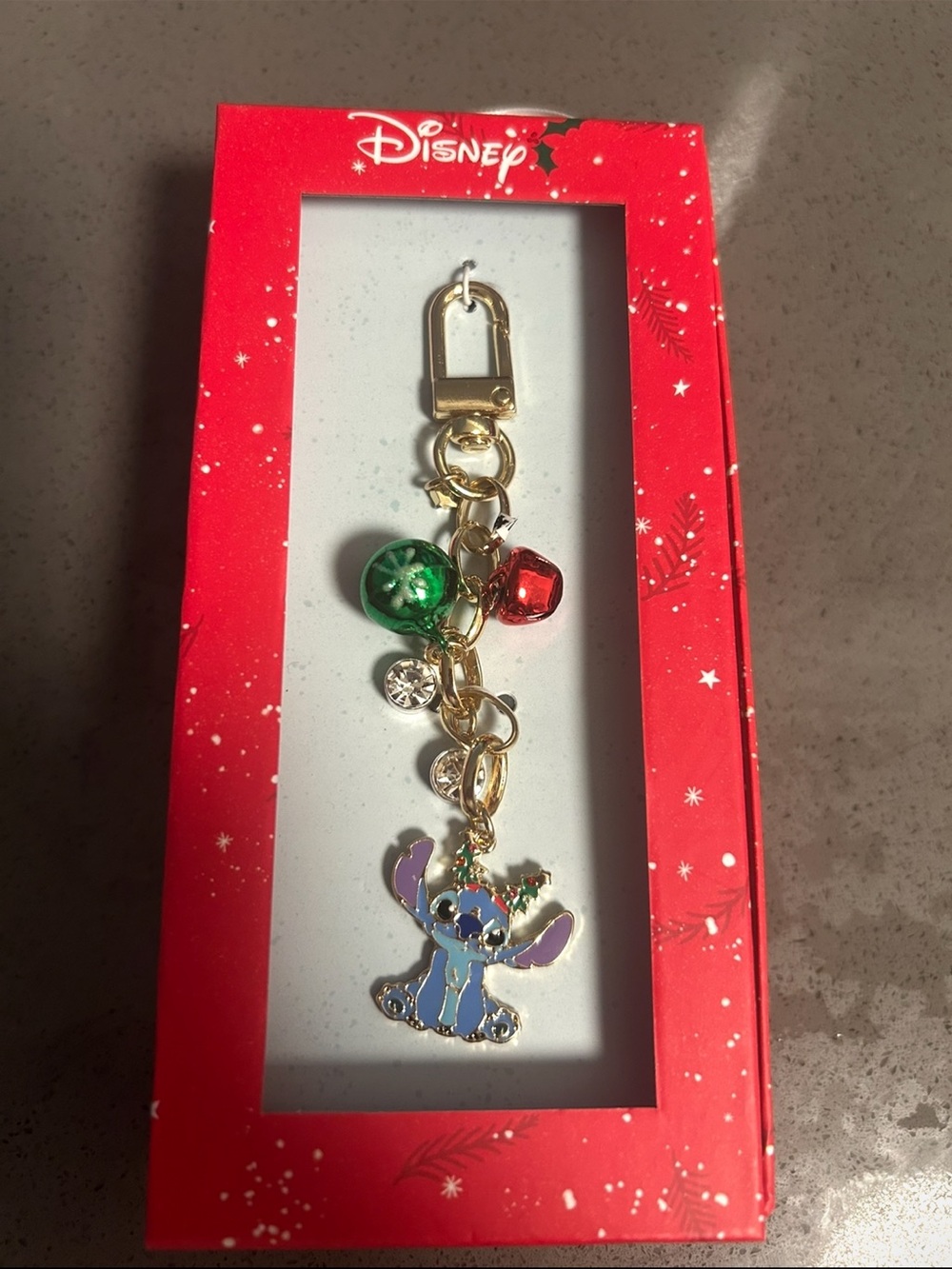 Disney Holiday Stitch Charm Keychain - Blue, Purple, Green, Red, Gold